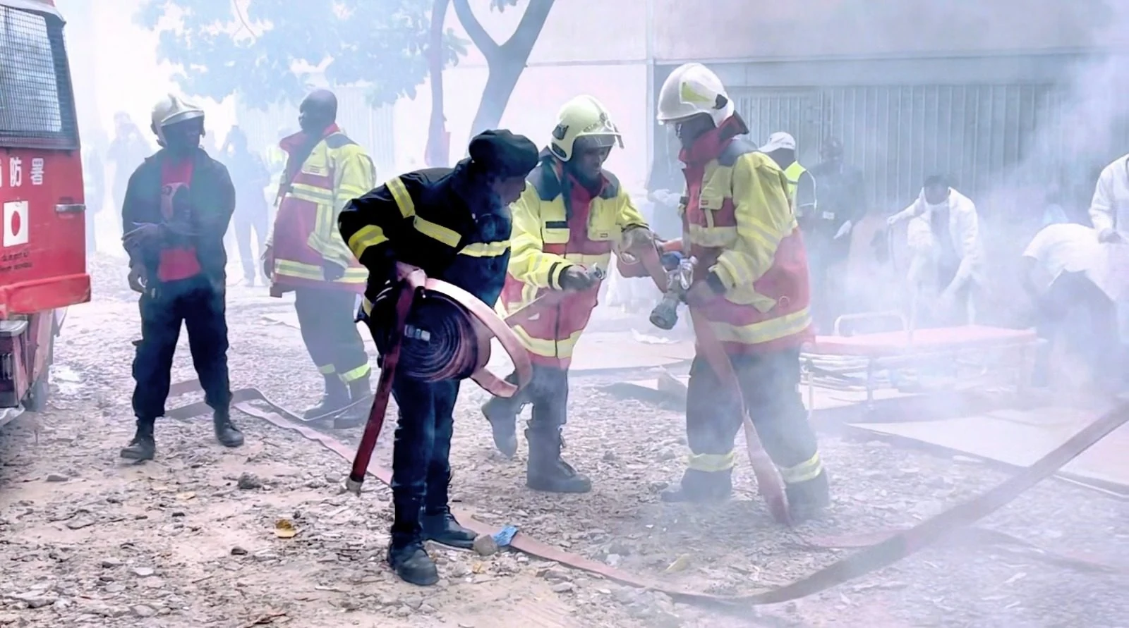 Équipe d'intervention mobilisée lors d'un exercice de réponse aux risques CBRN