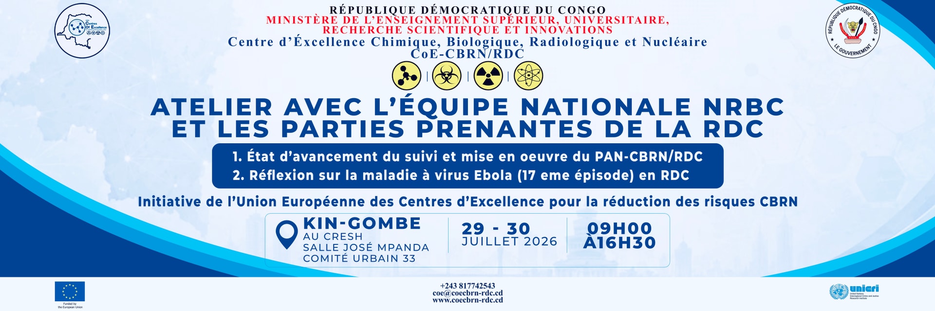 ATELIER AVEC L’EQUIPE NATIONALE CBRN ET LES PARTIES PRENANTES DE LA REPUBLIQUE DEMOCRATIQUE DU CONGO